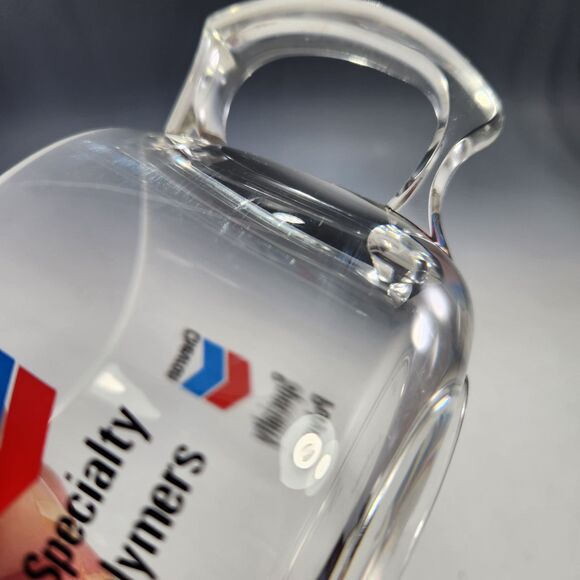 Vintage Chevron Oil Mug Unique Heavy Acrylic Crystal Clear Lucite Advertising - Picture 6 of 7